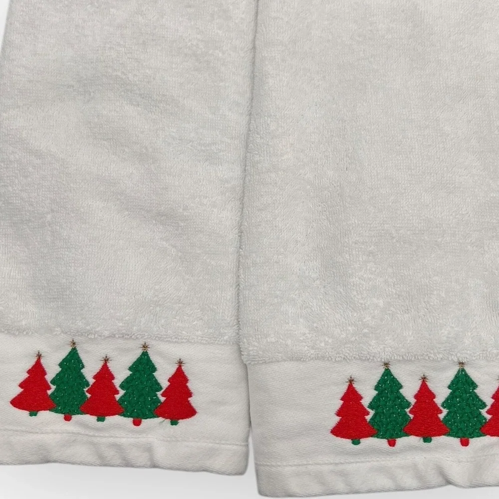 CASABA‎ Christmas Winter Holiday Trees Kitchen Hand Towels Set of 2